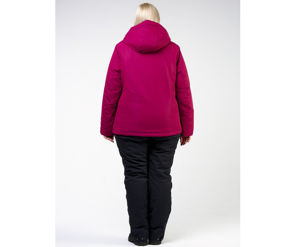 Женский зимний костюм горнолыжный большого размера малинового цвета 011982M