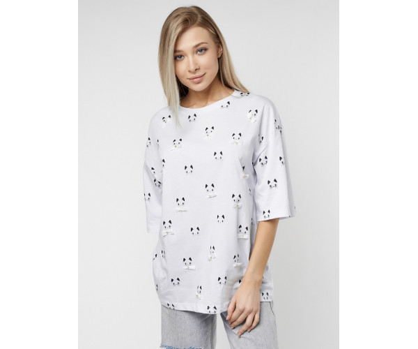Женские футболки с принтом белого цвета 76032Bl