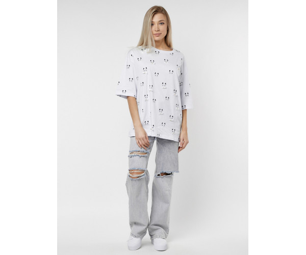 Женские футболки с принтом белого цвета 76032Bl
