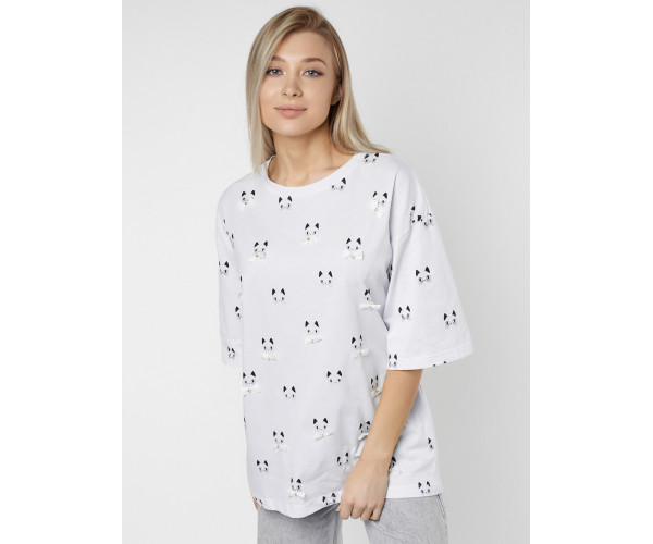 Женские футболки с принтом белого цвета 76032Bl