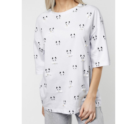 Женские футболки с принтом белого цвета 76032Bl