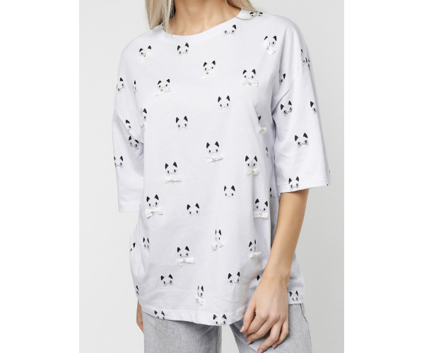 Женские футболки с принтом белого цвета 76032Bl