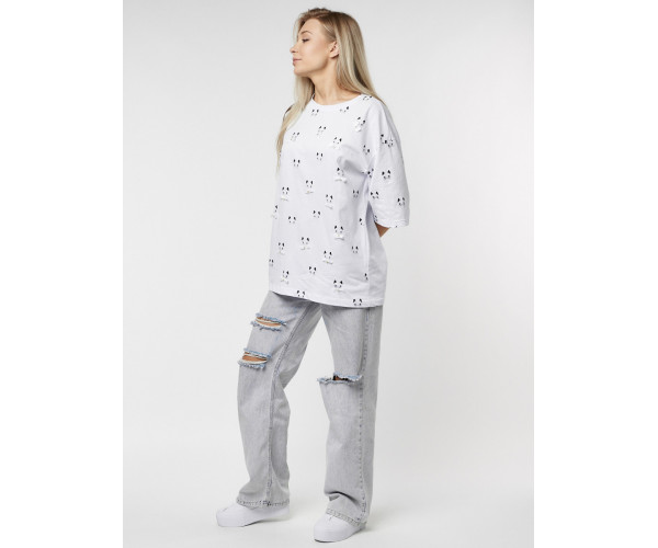 Женские футболки с принтом белого цвета 76032Bl