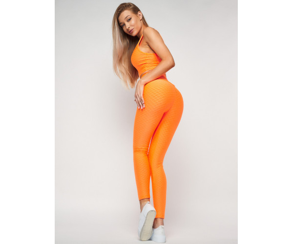 Костюм для фитнеса персикового цвета 22098P