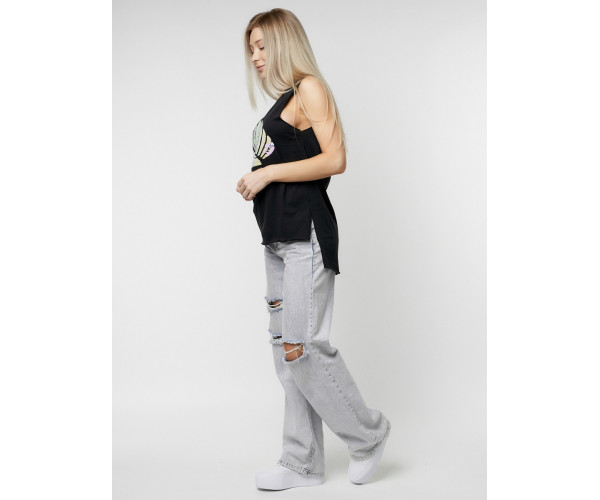 Футболка без рукавов женская черного цвета 8242Ch