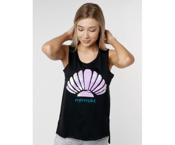 Футболка без рукавов женская черного цвета 8242Ch
