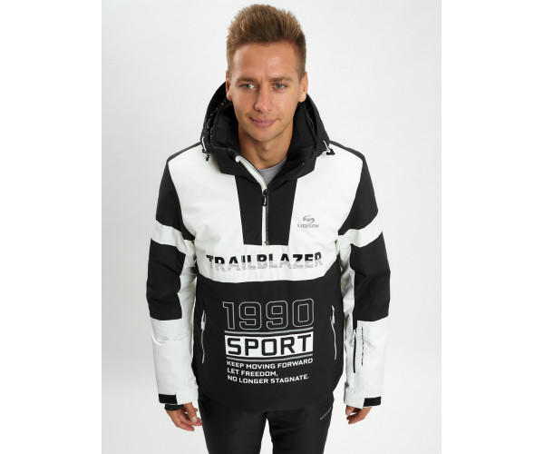 Горнолыжная куртка анорак мужская белого цвета 77024Bl