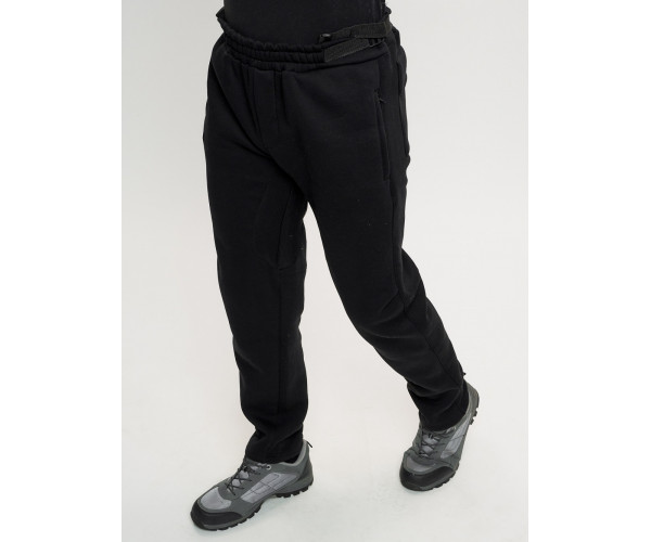 Брюки мужские на флисе зимние черного цвета 1096Ch