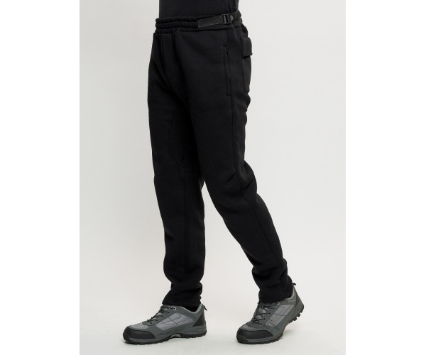 Брюки мужские на флисе зимние черного цвета 1096Ch