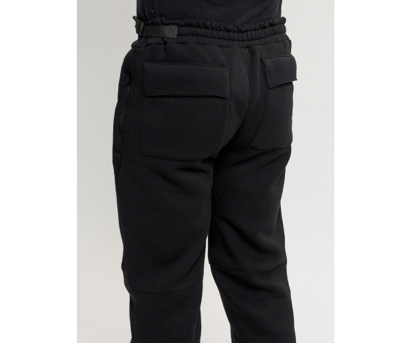 Брюки мужские на флисе зимние черного цвета 1096Ch
