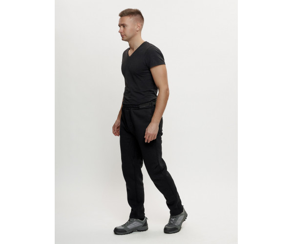 Брюки мужские на флисе зимние черного цвета 1096Ch