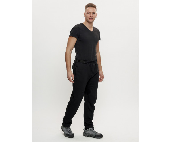 Брюки мужские на флисе зимние черного цвета 1096Ch