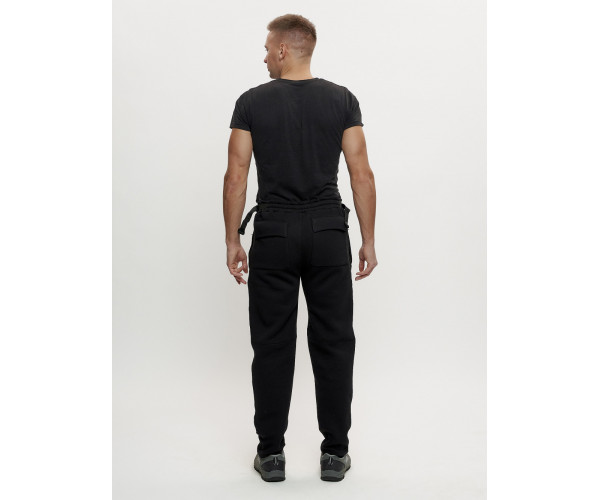 Брюки мужские на флисе зимние черного цвета 1096Ch