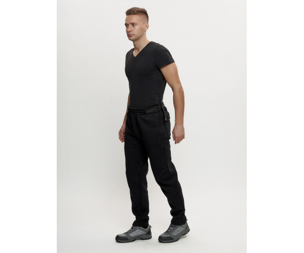 Брюки мужские на флисе зимние черного цвета 1096Ch