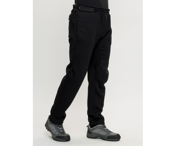 Брюки мужские на флисе зимние черного цвета 1096Ch