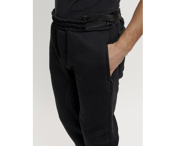 Брюки мужские на флисе зимние черного цвета 1096Ch