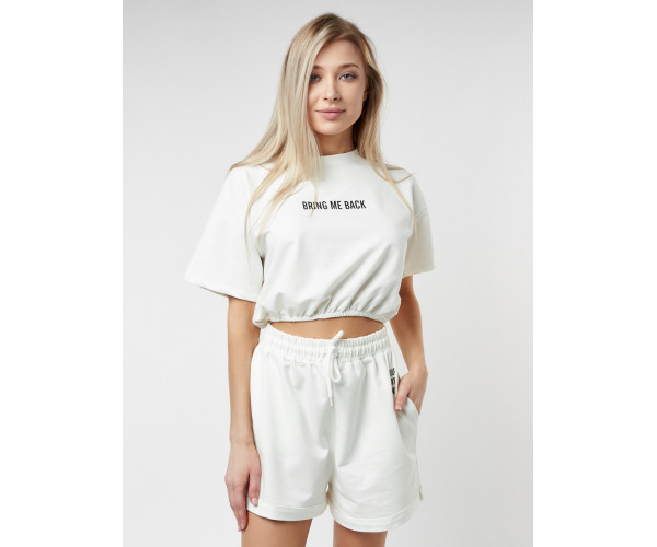 Костюм шорты и топ белого цвета 22109Bl