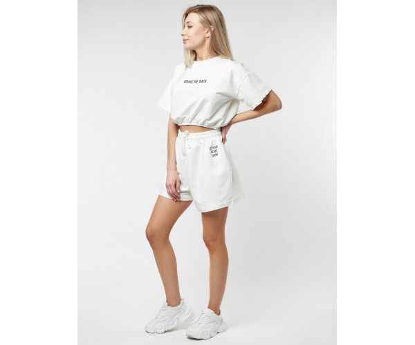 Костюм шорты и топ белого цвета 22109Bl