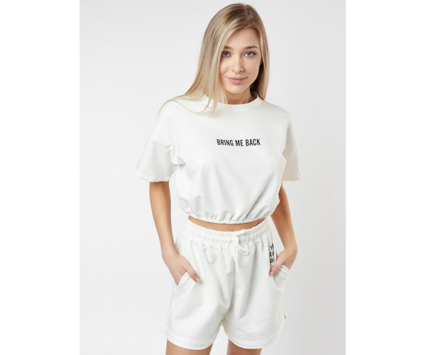Костюм шорты и топ белого цвета 22109Bl