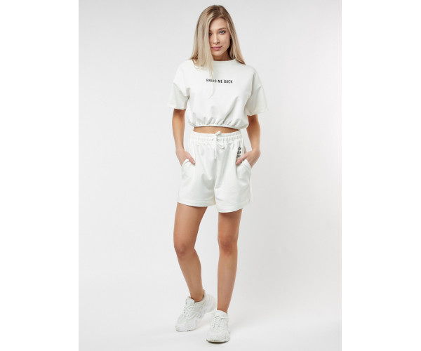 Костюм шорты и топ белого цвета 22109Bl