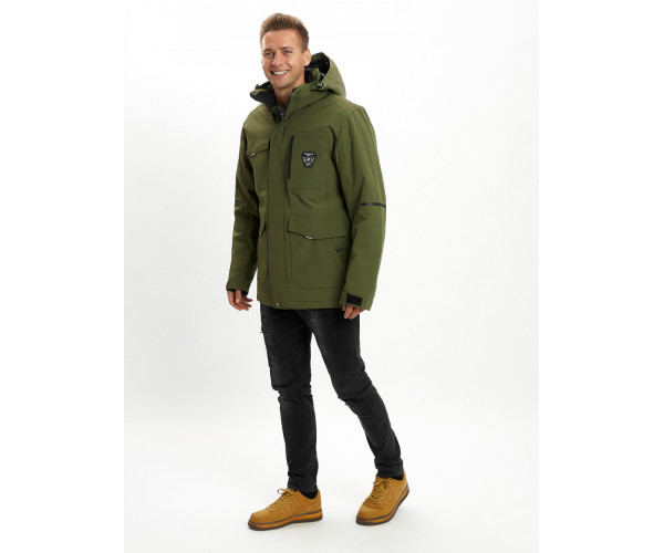 Молодежная зимняя куртка мужская хаки цвета 2159Kh
