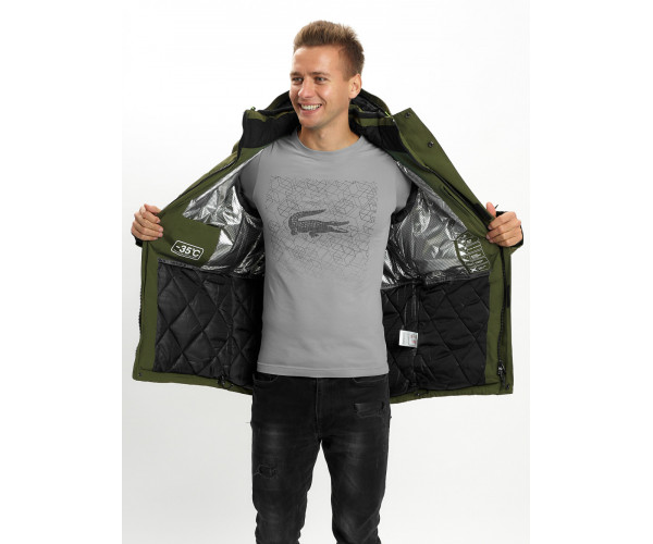 Молодежная зимняя куртка мужская хаки цвета 2159Kh