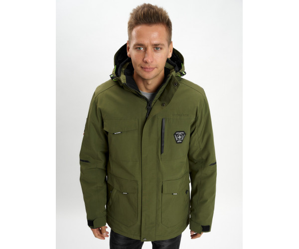 Молодежная зимняя куртка мужская хаки цвета 2159Kh