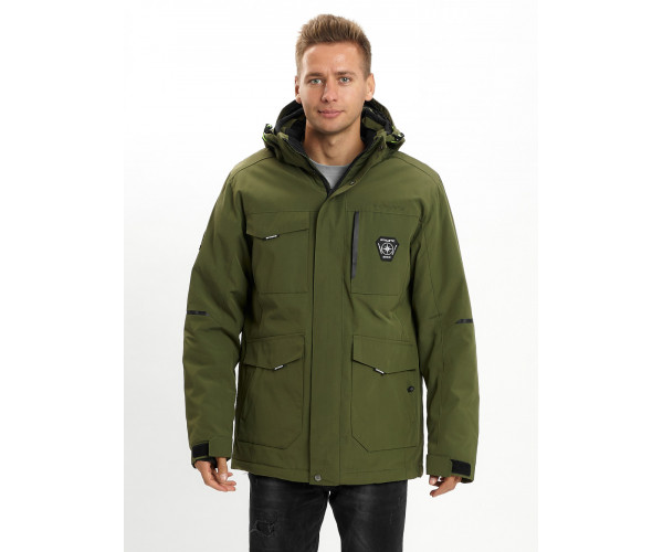 Молодежная зимняя куртка мужская хаки цвета 2159Kh