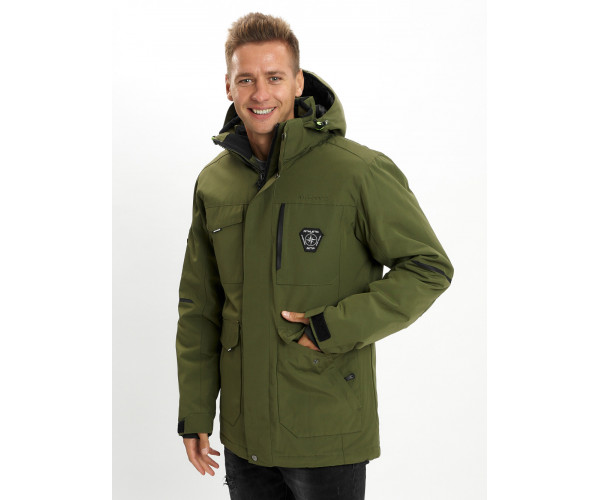 Молодежная зимняя куртка мужская хаки цвета 2159Kh