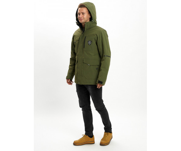 Молодежная зимняя куртка мужская хаки цвета 2159Kh