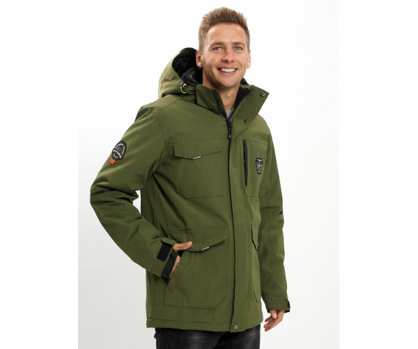 Молодежная зимняя куртка мужская хаки цвета 2159Kh