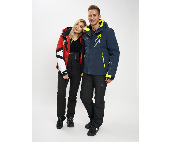 Горнолыжный костюм мужской темно-синего цвета 077010TS