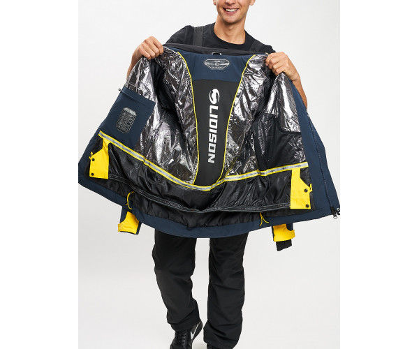 Горнолыжный костюм мужской темно-синего цвета 077010TS