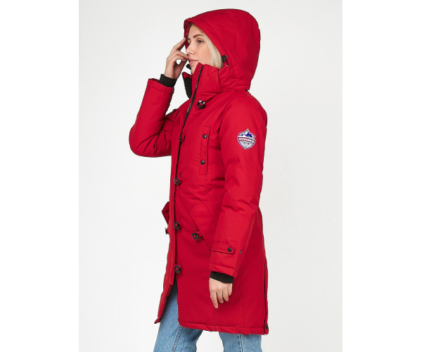 Женская зимняя парка малинового цвета 1806M