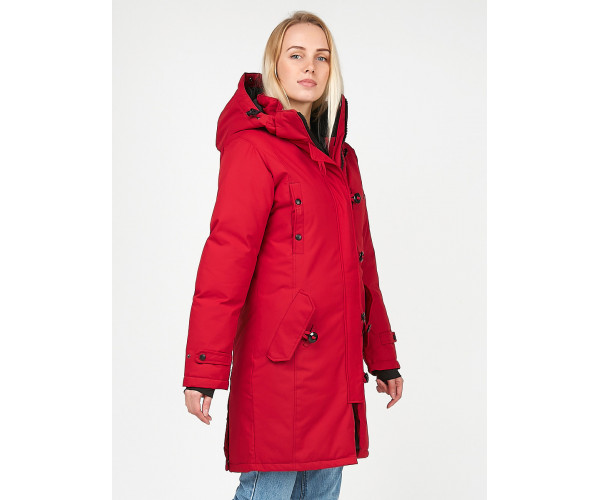 Женская зимняя парка малинового цвета 1806M