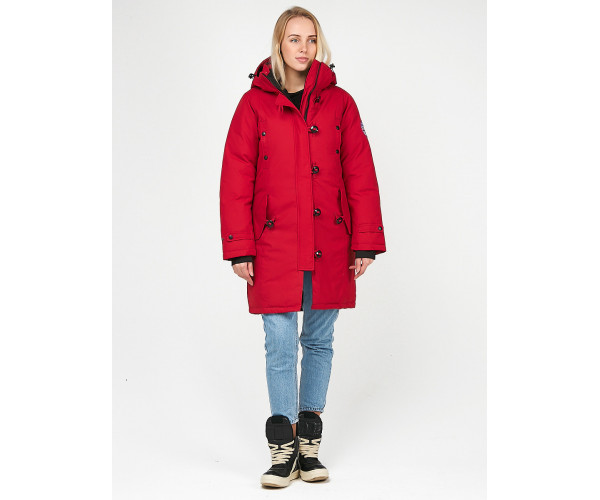Женская зимняя парка малинового цвета 1806M