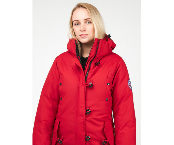 Женская зимняя парка малинового цвета 1806M