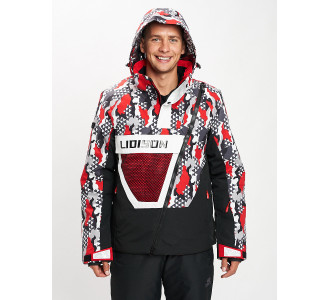 Горнолыжная куртка анорак мужская красного цвета 77027Kr