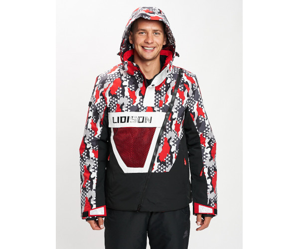 Горнолыжная куртка анорак мужская красного цвета 77027Kr