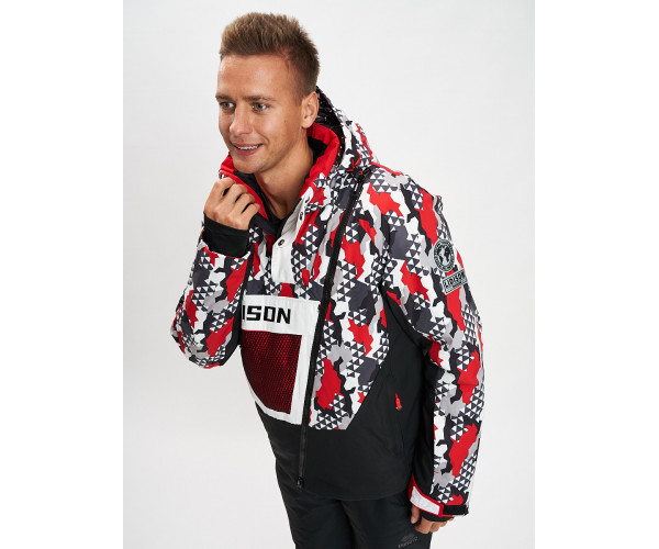 Горнолыжная куртка анорак мужская красного цвета 77027Kr