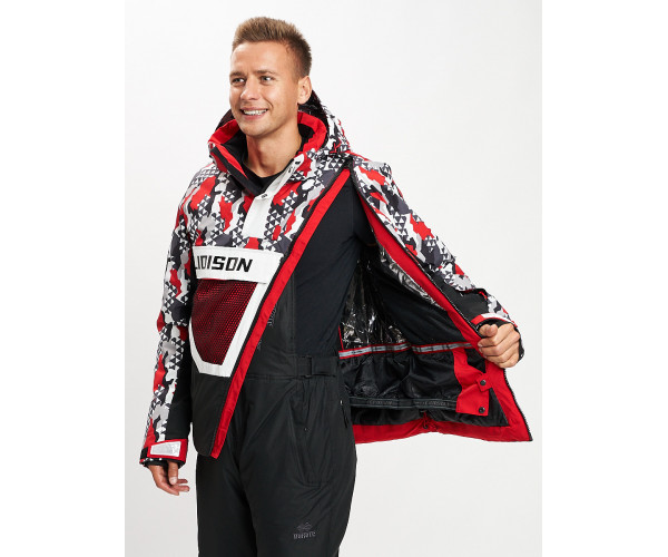 Горнолыжная куртка анорак мужская красного цвета 77027Kr