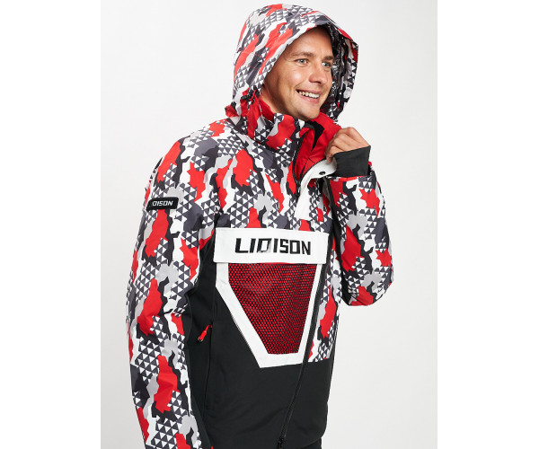 Горнолыжная куртка анорак мужская красного цвета 77027Kr