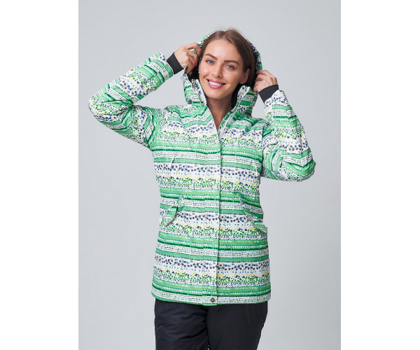 Женская зимняя горнолыжная куртка салатового цвета 1937Sl