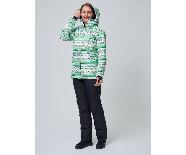 Женская зимняя горнолыжная куртка салатового цвета 1937Sl