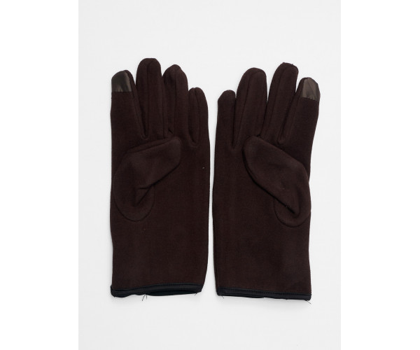 Перчатки женские на флисе темно-коричневого цвета 612TK