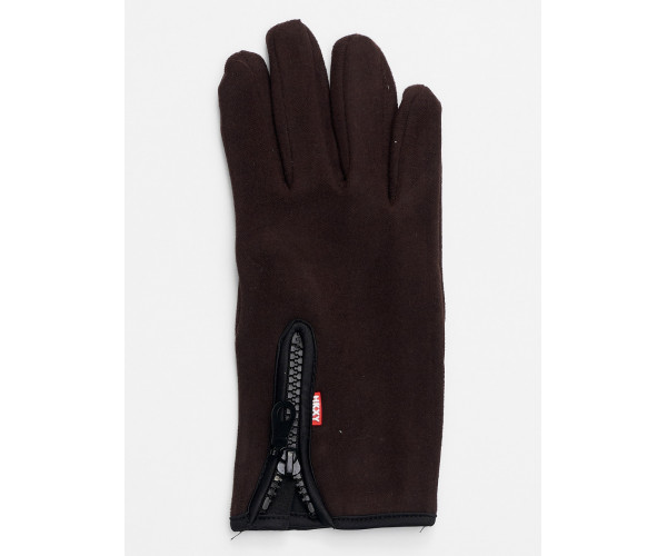 Перчатки женские на флисе темно-коричневого цвета 612TK