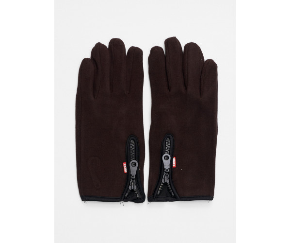 Перчатки женские на флисе темно-коричневого цвета 612TK