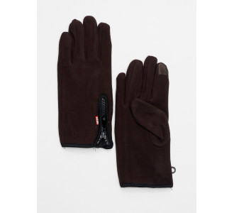 Перчатки женские на флисе темно-коричневого цвета 612TK