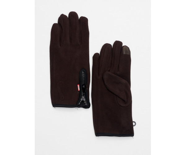 Перчатки женские на флисе темно-коричневого цвета 612TK