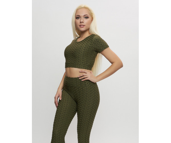Костюм для фитнеса женский цвета хаки 2001Kh